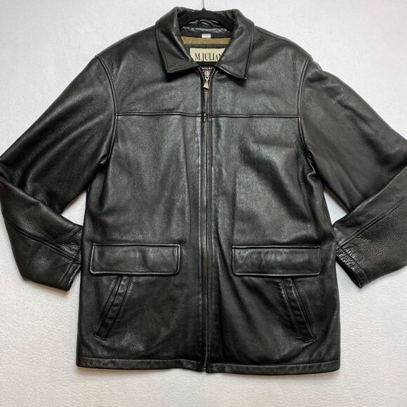 M. Julian Wilsons Leather Jacket Men's M Black Thinsulate 3M Quilted Lined Coat